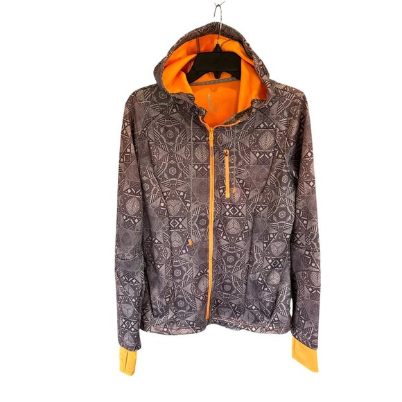 Mondetta Grand Prix Mondial Men's Hooded Jacket Gray Orange L Tribal Pattern - Picture 2 of 10